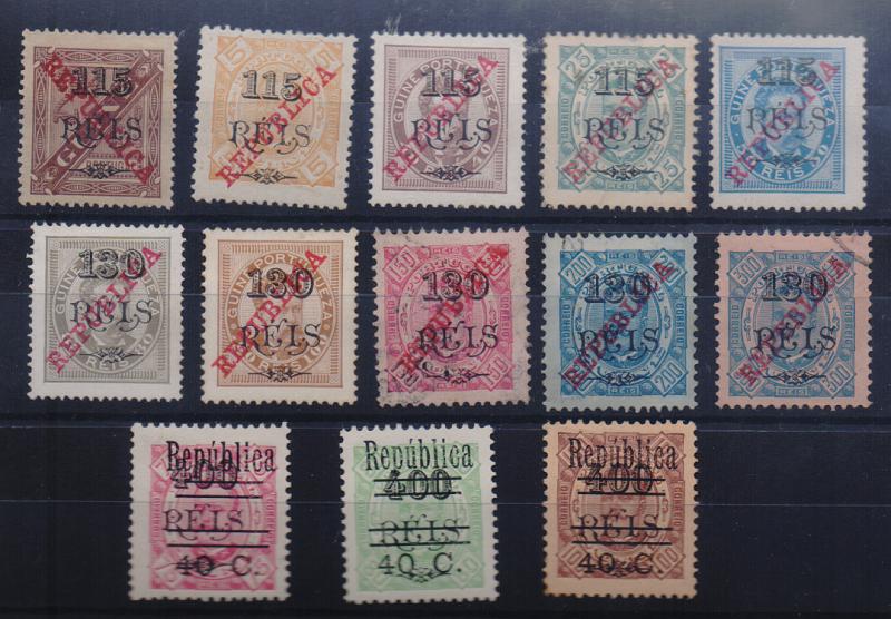 2537.jpg -     Lote:    2537      Lotes pelo Correio       Guiné       Descrição:         1902 &mdash; D. Luís I, com sobretaxa + idem com sobrecarga. CE72/83. 159/162, 163/168, 189/191. Séries completas. Alguns selos sem goma e alguns com pequenos defeitos. Lote a ver.         **/*       Valor Base:     &euro; 20,00     Valor Venda:     &euro; 25,00       
