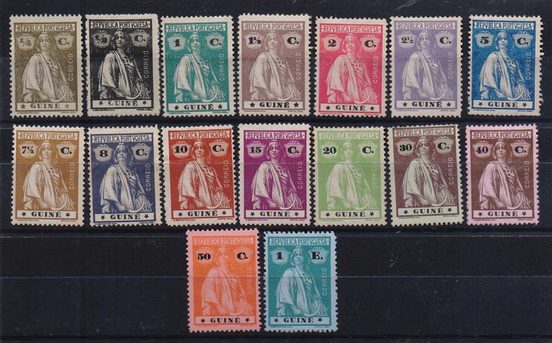2538.jpg -     Lote:    2538      Lotes pelo Correio       Guiné       Descrição:         1914 &mdash; Ceres. CE 143/158. Série completa em papel porcelana, denteado 15x14. Alguns selos com pontos de óxido. Valor de catálogo &euro; 57,00. Lote a ver.         **       Valor Base:     &euro; 10,00     Valor Venda:     &euro; 10,00       