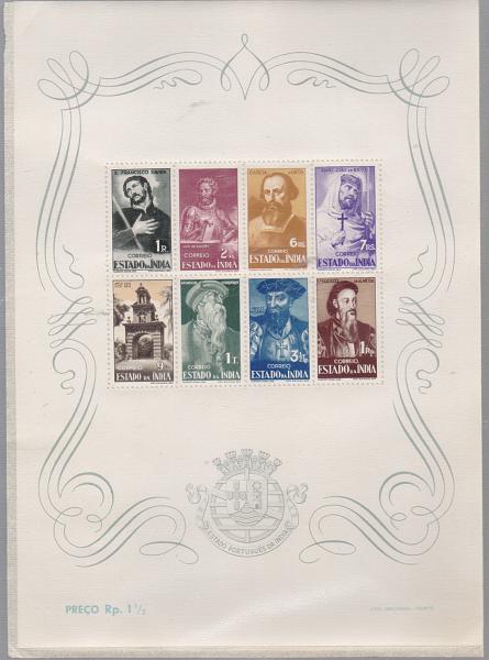 2547.jpg -     Lote:    2547      Lotes pelo Correio       Índia       Descrição:         1948 &mdash; Vultos da Índia. CE BLC2. Bloco com papel seda colado no verso.         BLC*       Valor Base:     &euro; 5,00     Valor Venda:     &euro; 9,00       