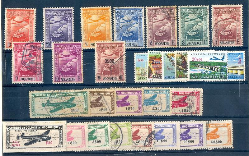 2564.jpg -     Lote:    2564      Lotes pelo Correio       Moçambique       Descrição:         1938 &mdash; Correio Aéreo. "Império Colonial Português", série completa, CE 1/9. 1946 &mdash; Idem com sobretaxa, CE10 + 1946 &mdash; "Avião". CE 11/14 + 1947 &mdash; "Avião"c/ legenda "Taxe Perçue". CE 16/23 + 1963 &mdash; Correio Aéreo. CE 24/29. Valor de catálogo &euro; 88,00         O       Valor Base:     &euro; 13,00     Valor Venda:     Retirado     