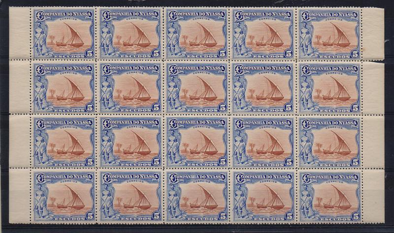 2598.jpg -     Lote:    2598      Lotes pelo Correio       Companhia do Niassa       Descrição:         192&frac12;2 &mdash; Motivos diversos. CE125, 5E ultramar e sépia. Bloco com 20 selos. Valor de catálogo &euro; 192,00.         ***       Valor Base:     &euro; 20,00     Valor Venda:     Retirado     