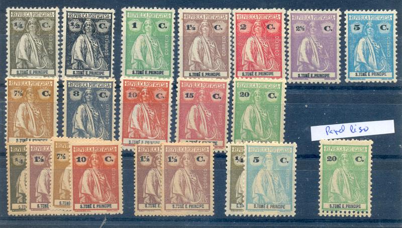 2604.jpg -     Lote:    2604      Lotes pelo Correio       Zambézia       Descrição:         1914 &mdash; Ceres, lote de 21 selos, dos quais uma série de 12 valores (CE199 a 210), papel liso, D. 12 x 12 &frac12;. Com D. 15x14: CE199, 200, 206, 208; Selo 20 C. (CE210) com duplo picotado no lado inferior. Valor de catálogo &euro; 28,00.         **       Valor Base:     &euro; 4,00     Valor Venda:     &euro; 13,00       