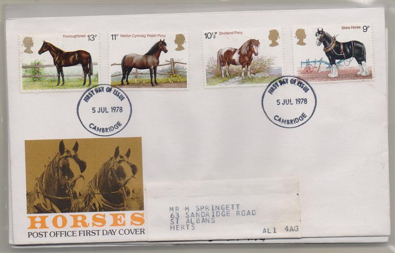 2740.jpg -     Lote:    2740      Lotes pelo Correio              Descrição:         Inglaterra &mdash; 1978 &mdash; Centenary of the Shire Horse Society. Lote com 8 FDC's com a série completa, todos diferentes.         FDC       Valor Base:     &euro; 10,00     Valor Venda:     Retirado     