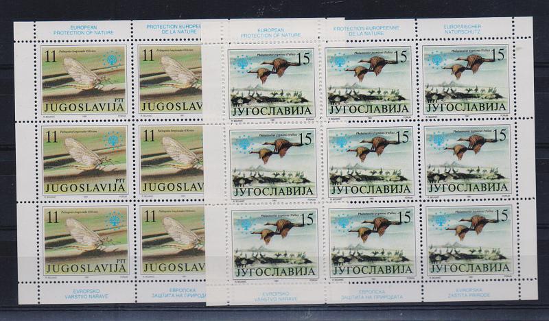 2751.jpg -     Lote:    2751      Lotes pelo Correio              Descrição:         Jugoslávia. 1991 &mdash; Protecção à Natureza. Lote de duas folhas miniaturas com 9 selos cada.         FM       Valor Base:     &euro; 3,00     Valor Venda:     Retirado     