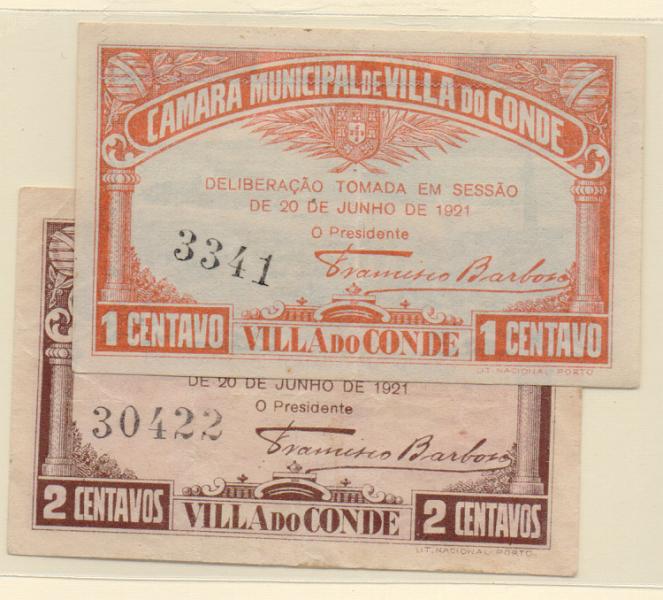 2854.jpg -     Lote:    2854      Lotes pelo Correio              Descrição:         Câmara Municipal de Vila do Conde, 1 e 2 C, MA 2354/5, BL e MBC+         CDL       Valor Base:     &euro; 5,00     Valor Venda:     &euro; 5,00       