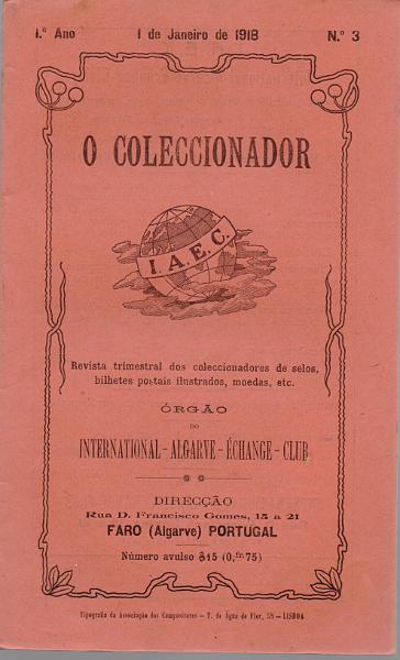 0184.jpg -     Lote:    184      J. M. Castanheira da Silveira             Descrição:         O Coleccionador. Revista trimestral dos colecionadores de selos, bilhetes-postais ilustrados, moedas, etc. N.ºs 3 a 19 (1918/1922). Fascículos com capa protectora.        Livro       Valor Base:     &euro; 25,00     Valor Venda:     &euro;      