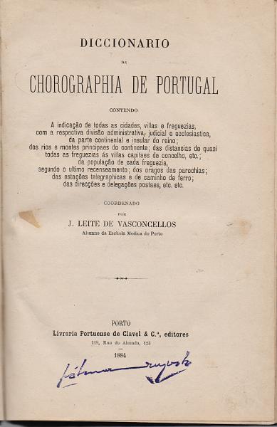 0194.jpg -     Lote:    194      J. M. Castanheira da Silveira             Descrição:         Diccionário de Chorographia de Portugal, de J. Leite de Vasconcelos. Porto, 1844.        Livro       Valor Base:     &euro; 25,00     Valor Venda:     &euro;      