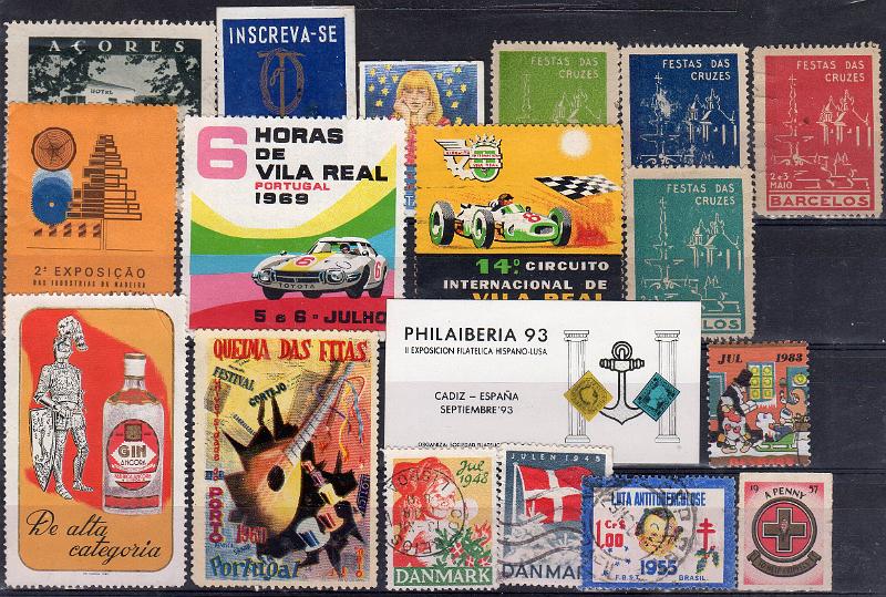 0203.jpg -     Lote:    203      J. M. Castanheira da Silveira             Descrição:         Vinhetas. Lote composto por 19 vinhetas com diversos motivos: exposições filatélicas, automobilismo, Festas das Cruzes, Queima das Fitas, bebidas, etc.        Lote       Valor Base:     &euro; 6,00     Valor Venda:     &euro;      