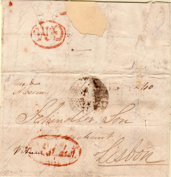 0298.jpg -     Lote:    298                   Descrição:         Lisboa / GM / C Est. de N &mdash; A vermelho, GM LSB CEst1 e LSB DIV5, em carta datada do Pará / Brasil (04.02.33), para Lisboa, com o porte de 160 reis batido a vermelho.        Carta       Valor Base:     &euro; 30,00     Valor Venda:     &euro;      