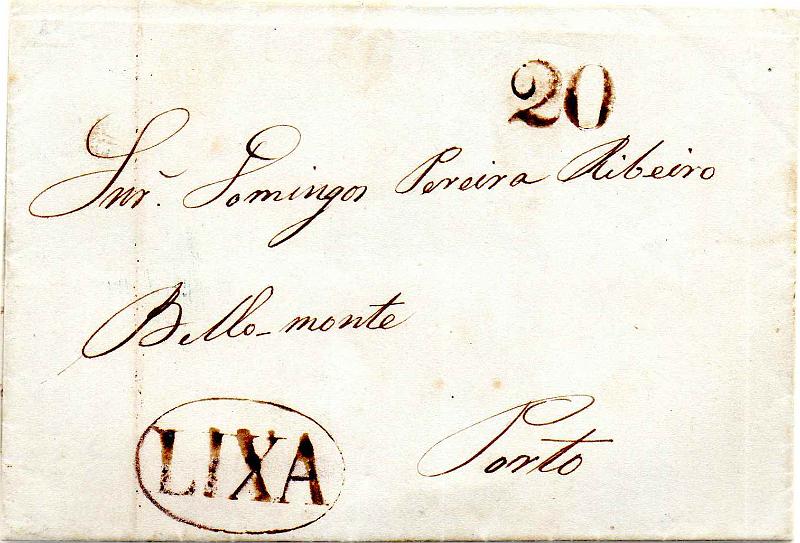 0306.jpg -     Lote:    306                   Descrição:         Lixa &mdash; A sépia, GM LXA2, em carta datada da Lixa (03.07.43) para o Porto com o porte de 20 reis batido a sépia.         Carta       Valor Base:     &euro; 25,00     Valor Venda:     &euro;      