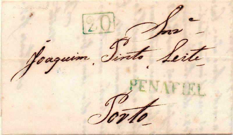 0311.jpg -     Lote:    311                   Descrição:         Penafiel &mdash; A verde, GM PNF2 em carta datada de Travanca (02.09.40) para o Porto, com o porte de 20 reis batido a verde. MB.        Carta       Valor Base:     &euro; 20,00     Valor Venda:     &euro;      