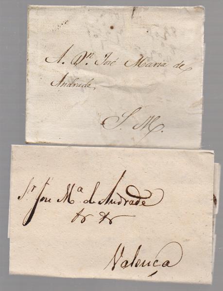 0335.jpg -     Lote:    335                   Descrição:         Valença &mdash; Lote com 775 cartas pré-filatélicas todas pertencentes ao arquivo do comerciante José Maria d'Andrade de Valença do Minho. Todas as cartas sem marcas ou portes. Correspondência transportada eventualmente pelos recoveiros que faziam a distribuição de encomendas na região. Um excelente lote para estudo do transporte clandestino de correspondência pelos recoveiros. Lote a ver.        Lote       Valor Base:     &euro; 300,00     Valor Venda:     &euro;      