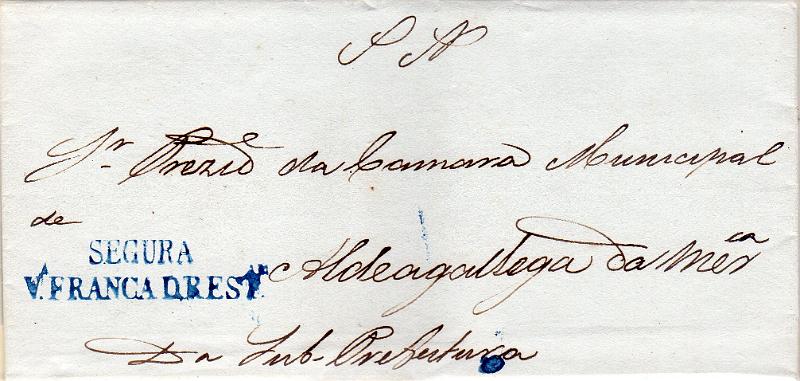 0340.jpg -     Lote:    340                   Descrição:         Vila Franca da Restauração / Segura &mdash; A preto, GM VFX-S2 em carta circulada de Vila Franca (27.01.35) para Aldeia Galega da Merceana, isenta de porte.        Carta       Valor Base:     &euro; 25,00     Valor Venda:     &euro;      