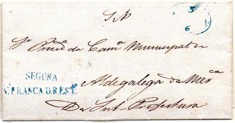 0342.jpg -     Lote:    342                   Descrição:         Vila Franca da Restauração &mdash; A azul esverdeado, GM VFX-S2 em carta datada de Vila Franca (02.06.35) para Aldegalega da Merceana, isenta de porte.        Carta       Valor Base:     &euro; 25,00     Valor Venda:     &euro;      