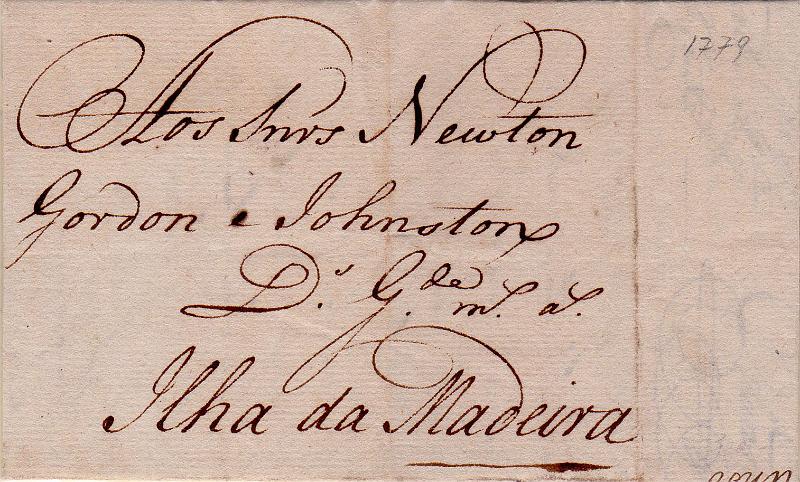 0350.jpg -     Lote:    350                   Descrição:         Correios-mores. Carta remetida de Viana do Castelo (26.03.1779) para a Madeira. B e R.        Carta       Valor Base:     &euro; 50,00     Valor Venda:     &euro;      