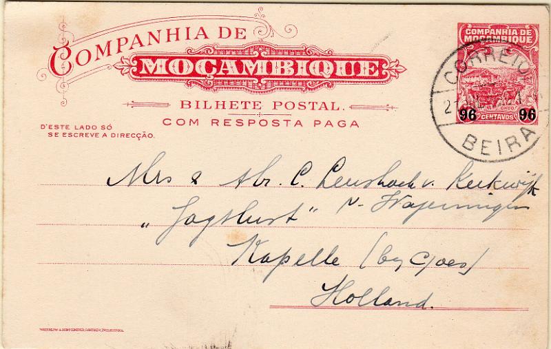 0486.jpg -     Lote:    486                   Descrição:         1926 &mdash; Selo com desenhos de motivos locais. OM37, 96+96 s/ 60+60C carmim (GADO), circulado da Beira (21.07.29) para a Holanda. MR.        IC       Valor Base:     &euro; 25,00     Valor Venda:     &euro;      