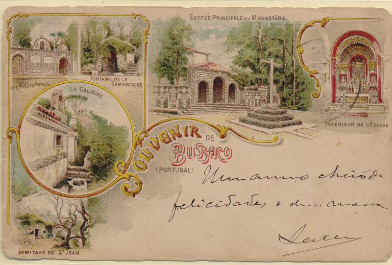 0538.jpg -     Lote:    538                   Descrição:         Bussaco. Postal ilustrados Grouss: Le Calvaire, Entrée Principale du Monastère, Interieur de l'Eglise, Ermitage de St. Jean e Les Bulles Papales. R. Alguns defeitos.        PI       Valor Base:     &euro; 15,00     Valor Venda:     &euro;      
