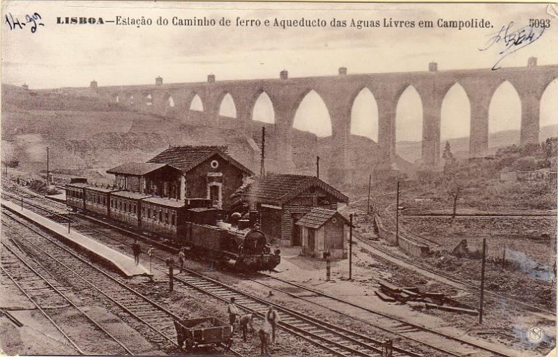0543.jpg -     Lote:    543                   Descrição:         Temáticos. Caminhos de ferro. "Lisboa &mdash; Estação do Caminho de ferro e Aqueducto das Águas Livres em Campolide. MB e R.        PI       Valor Base:     &euro; 8,00     Valor Venda:     &euro;      