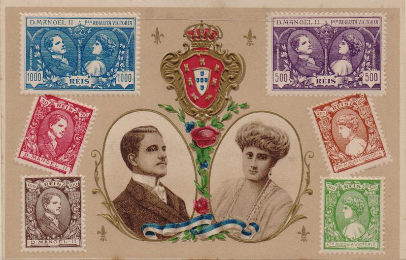 0556.jpg -     Lote:    556                   Descrição:         D. Manoel II e Princesa Augusta Victoria. Impressão em relevo. Novo. B e R.        PI       Valor Base:     &euro; 15,00     Valor Venda:     &euro;      