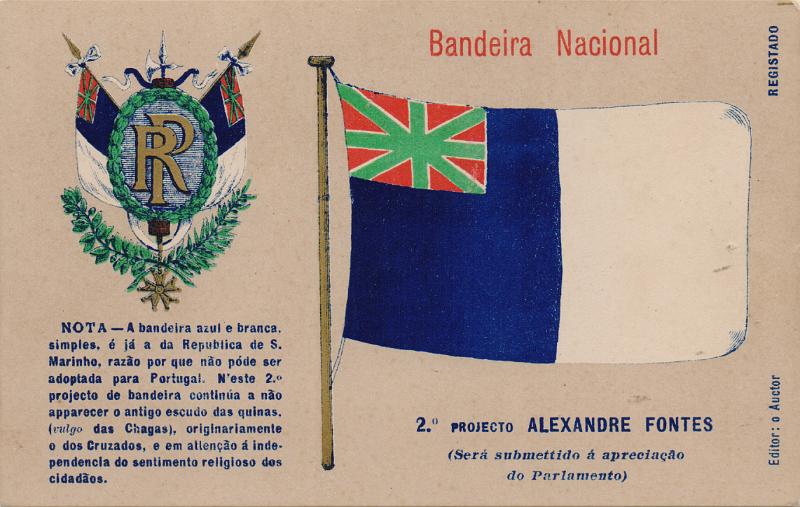 0562.jpg -     Lote:    562                   Descrição:         Bandeira Nacional. 2.º projecto Alexandres Fontes.        PI       Valor Base:     &euro; 8,00     Valor Venda:     &euro;      