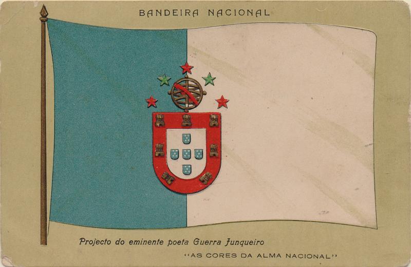 0566.jpg -     Lote:    566                   Descrição:         Bandeira Nacional. Projecto do eminente poeta Guerra Junqueiro. Em relevo. MB.        PI       Valor Base:     &euro; 8,00     Valor Venda:     &euro;      
