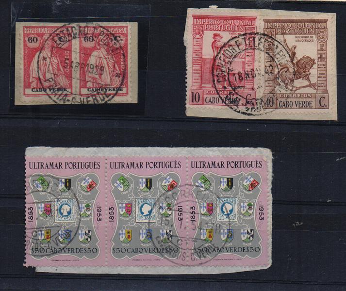 0693.jpg -     Lote:    693                   Descrição:         Carimbos circulares datados. Lote de três fragmentos com carimbos batidos a preto de "PRAIA &mdash; C. VERDE", "SAL &mdash; CABO VERDE" e "ESPARGOS &mdash; C. VERDE".        FRG       Valor Base:     &euro; 6,00     Valor Venda:     &euro;      