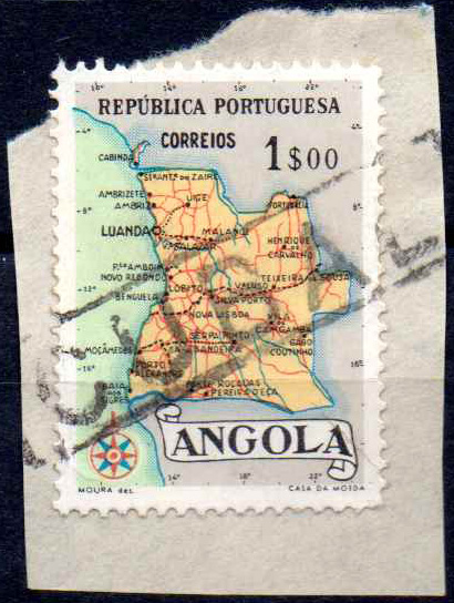 0694.jpg -     Lote:    694                   Descrição:         Carimbos nominativos ferroviários. 1955 &mdash; Mapa de Angola. CE382, 1$00. Obliterado com carimbo batido a preto "CUBAL".        FRG       Valor Base:     &euro; 15,00     Valor Venda:     &euro;      