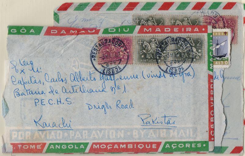 0745.jpg -     Lote:    745                   Descrição:         1961/75 &mdash; Guerra Colonial. Estado da Índia Portuguesa. Lote de 3 cartas remetidas para militar refugiado no Paquistão depois da invasão da Índia Portuguesa pelos indianos.        Carta       Valor Base:     &euro; 40,00     Valor Venda:     &euro;      