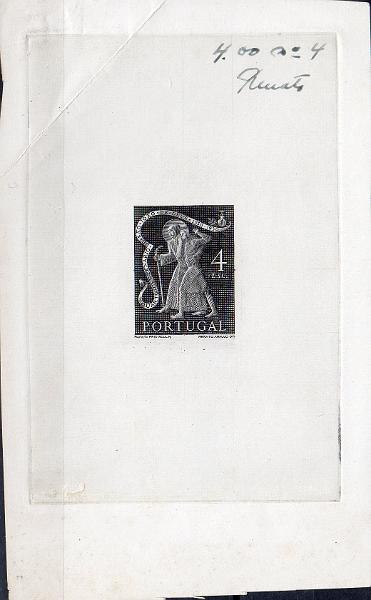 0829.jpg -     Lote:    829                   Descrição:         1950 &mdash; 4.º Centenário da Morte de S. João de Deus. CE728. Prova de artista. Uma gravura do selo de 4$00 em preto com inscrição manuscrita "4,00 n.º 4" e assinatura do autor.        PRV       Valor Base:     &euro; 20,00     Valor Venda:     &euro;      