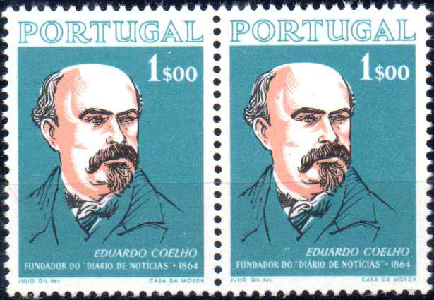 0860.jpg -     Lote:    860                   Descrição:         1964 &mdash; Centenário do Diário de Notícias. CE 943, 1$00. Par de provas de cor em azul, bordo de folha. B e R.        PRV       Valor Base:     &euro; 15,00     Valor Venda:     &euro;      