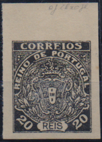 0875.jpg -     Lote:    875                   Descrição:         1919 &mdash; Não Emitidos. Monarquia do Norte. Prova do selo de 20 reis na cor preta, não denteada.        PRV       Valor Base:     &euro; 8,00     Valor Venda:     &euro;      