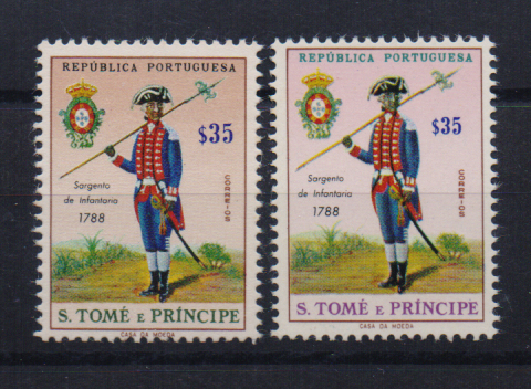 0915.jpg -     Lote:    915                   Descrição:         1965 &mdash; Uniformes do Exército. CE381, $35. Prova de cor e com diferente tipo de algarismos na taxa. Acompanha original para comparação.        PRV       Valor Base:     &euro; 15,00     Valor Venda:     &euro;      