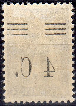 0949.jpg -     Lote:    949                   Descrição:         1928/29 &mdash; Ceres com sobretaxa. CE452, 4C s/ 30C castanho, denteado 12x11 &frac12;, papel liso. Selo com a impressão da sobretaxa por decalque no verso.        **       Valor Base:     &euro; 8,00     Valor Venda:     &euro;      