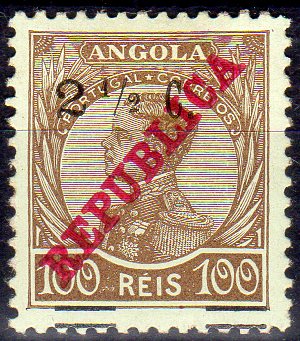 0998.jpg -     Lote:    998                   Descrição:         1919 &mdash; D. Manuel II, com sobrecarga REPUBLICA e sobretaxa. CE191, 2 &frac12; C s/ 100 reis. Selo com sobrecarga deslocada.        **       Valor Base:     &euro; 8,00     Valor Venda:     &euro;      