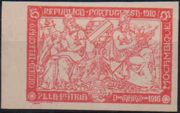 1050.jpg -     Lote:    1050                   Descrição:         1916 &mdash; Imposto Postal. Taxa de Guerra. CE IP2, 5c carmim. Selo não denteado.        **       Valor Base:     &euro; 8,00     Valor Venda:     &euro;      