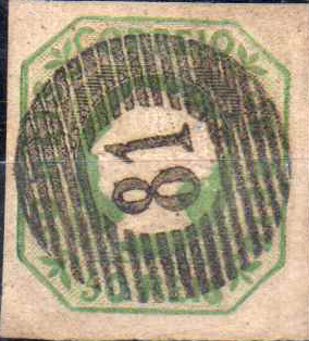 1093.jpg -     Lote:    1093                   Descrição:         1853 &mdash; D. Maria II. CE3, 50 reis verde amarelo, com margens normais, obliterado com carimbo numérico da 1.ª reforma de 20 barras "81 &mdash; ARGANIL". Valor de catálogo &euro; 1.800,00.        O       Valor Base:     &euro; 180,00     Valor Venda:     &euro;      