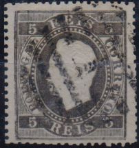 1124.jpg -     Lote:    1124                   Descrição:         1870/76 &mdash; D. Luís I. Fita direita. CE36, 5 reis preto, denteado 14. Valor de catálogo &euro;255,00.        O       Valor Base:     &euro; 25,00     Valor Venda:     &euro;      