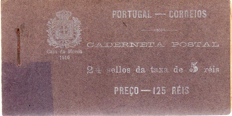 1161.jpg -     Lote:    1161                   Descrição:         1910 &mdash; D. Manuel II. CE157, 5 reis preto. Caderneta Postal com 24 selos de 5 reis, em bom estado. Valor de catálogo &euro; 800,00.        CRT       Valor Base:     &euro; 200,00     Valor Venda:     &euro;      