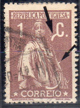 1185.jpg -     Lote:    1185                   Descrição:         1917/20 &mdash; Ceres. Novas taxas e cores. CE221, 1C castanho, denteado 15x14, papel acetinado. Selo com variedade de cliché MM XXXV (x60).        O       Valor Base:     &euro; 5,00     Valor Venda:     &euro;      