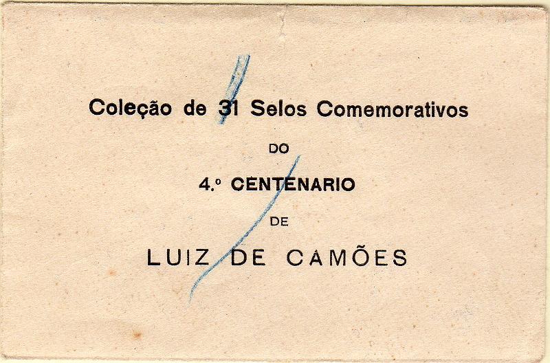 1224.jpg -     Lote:    1224                   Descrição:         1924 &mdash; 4.º Centenário do Nascimento de Luís de Camões. Sobrescrito que continha a série completa desta emissão comemorativa. MR.        Carta       Valor Base:     &euro; 25,00     Valor Venda:     &euro;      