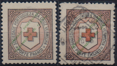 1335.jpg -     Lote:    1335                   Descrição:         1916 &mdash; Porte Franco. Cruz Vermelha Portuguesa. Cruz da Convenção de Genebra, com sobrecarga da Comissão de Prisioneiros. CE CVP2. Lote com selo novo e selo usado. Valor de catálogo &euro; 288,00.        **/O       Valor Base:     &euro; 40,00     Valor Venda:     &euro;      