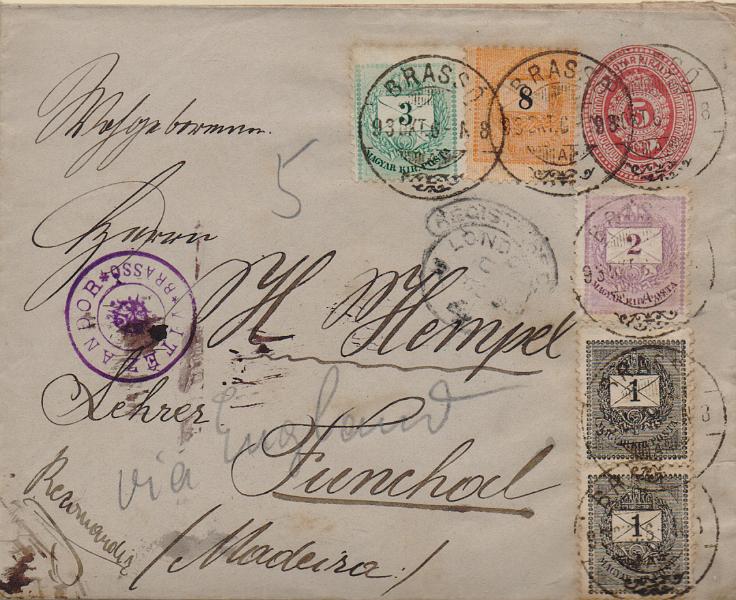 1377.jpg -     Lote:    1377                   Descrição:         Madeira * Incoming mail &mdash; Lote com 7 inteiros postais circulados da Hungria para o Funcha, nos anos de 1884 a 1887. Lote a ver.        Lote       Valor Base:     &euro; 150,00     Valor Venda:     &euro;      