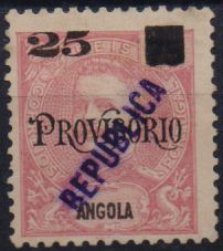 1389.jpg -     Lote:    1389                   Descrição:         1912 &mdash; D. Carlos I Mouchon, com sobrecarga REPUBLICA e sobretaxa. CE116, 25 reis s/ 75 reis carmim. Valor de catálogo &euro; 120,00.        *       Valor Base:     &euro; 24,00     Valor Venda:     &euro;      