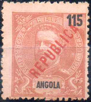 1403.jpg -     Lote:    1403                   Descrição:         1914 &mdash; D. Carlos I, com sobrecarga REPUBLICA local. NÃO EMITIDOS. CE NE10, 115 reis laranja s/ rosa. Valor de catálogo &euro; 180,00.        *       Valor Base:     &euro; 36,00     Valor Venda:     &euro;      