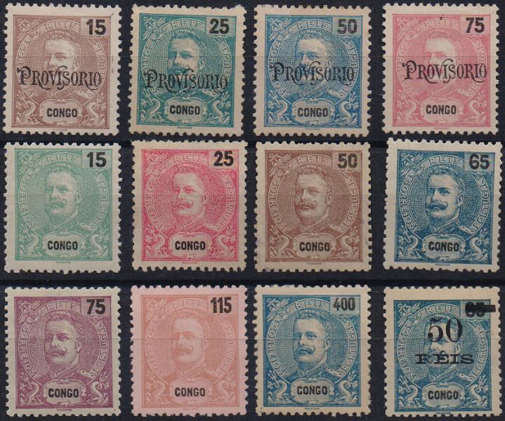 1414.jpg -     Lote:    1414                   Descrição:         1902/1905 &mdash; D. Carlos I, com sobrecarga PROVISORIO + D. Carlos I. Novos Valores + D. Carlos I, com sobretaxa. CE42/54. As três séries completas. Valor de catálogo &euro; 117,50.        **       Valor Base:     &euro; 20,00     Valor Venda:     &euro;      