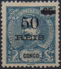 1416.jpg -     Lote:    1416                   Descrição:         1903 &mdash; D. Carlos I Mouchon, com sobretaxa. CE54, 50 s/ 65 reis. Selo remetido pela Secretaria de Berna para as Administrações Postais do Ultramar Português, através do Ministério da Marinha e do Ultramar, onde lhe foi aplicada a sobrecarga "ULTRAMAR" com a finalidade de lhes retirar o poder de franquia. B e R.        *       Valor Base:     &euro; 28,00     Valor Venda:     &euro;      