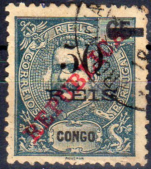 1420.jpg -     Lote:    1420                   Descrição:         1914 &mdash; D. Carlos I Mouchon, com sobrecarga REPUBLICA da Casa da Moeda. CE123, 50 s/ 65 reis azul. Selo com variedade "5" fendido, tipo II. Valor de catálogo &euro; 42,00.        O       Valor Base:     &euro; 10,00     Valor Venda:     &euro;      