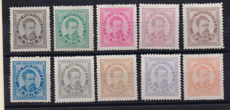 1444.jpg -     Lote:    1444                   Descrição:         1886 &mdash; D. Luís I. CE24/33. Série completa. Selo de 80 e 100 reis em denteado 13 &frac12; e restantes em 12 &frac12;. Selo de 50 reis sem goma. Valor de catálogo &euro; 596,00.        **/*       Valor Base:     &euro; 75,00     Valor Venda:     &euro;      