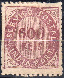 1457.jpg -     Lote:    1457                   Descrição:         1871 &mdash; Nativos. Tipo II. CE14, 600 reis violeta, papel espesso. Valor de catálogo &euro;350,00.        *       Valor Base:     &euro; 70,00     Valor Venda:     &euro;      