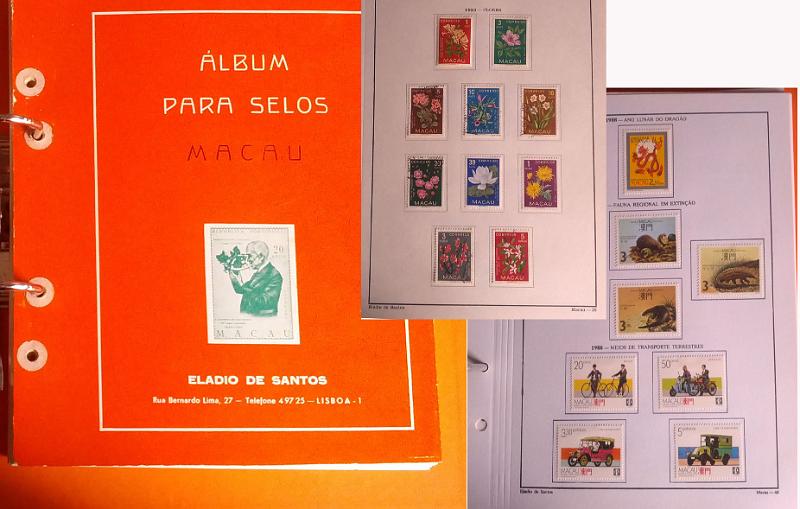 1538.jpg -     Lote:    1538                   Descrição:         Macau &mdash; Álbum Eládio Santos, em bom estado. Selos entre 1913 e 1977, usados e com algumas falhas. Selos entre 1978 e 1999, novos com charneira. Lote a ver.        Lote       Valor Base:     &euro; 70,00     Valor Venda:     &euro;      